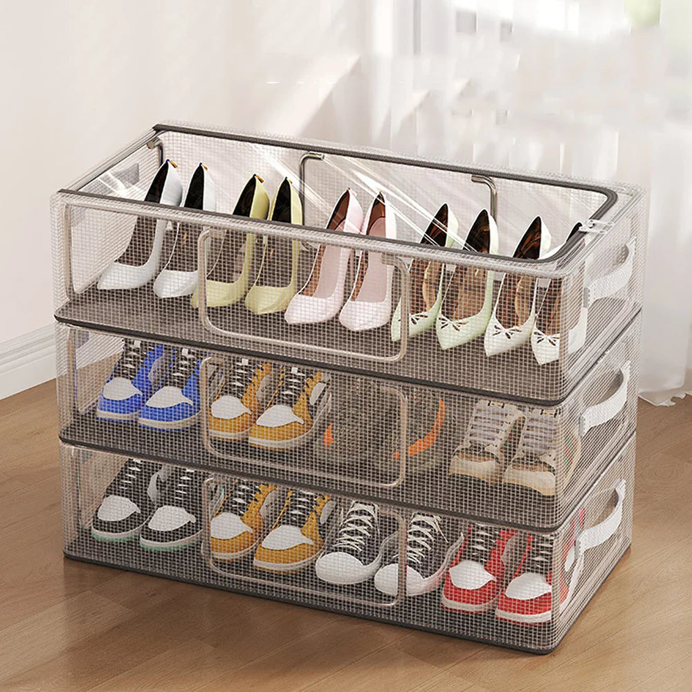 Transparente Schuhbox stapelbar 40x30x15 cm für Schuhe - Schuhschrank Pro